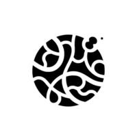Abstract minimalist of a black circle with white interconnected organic shapes and a single dot, on white backdrop. vector