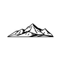 Monochromatic Line Art Depicting a Rugged Mountain Range Against a Pristine White Background, Minimalist and Bold. vector