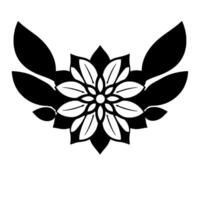 Symmetric Black and White Floral with LeafLike Embellishments, a Geometric, Minimalist, and Decorative Composition. vector