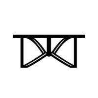 Abstract Geometric Black Truss Structure with Symmetrical Arcs, Minimalist on a White Background. vector