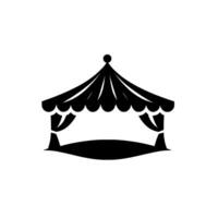 Minimalist Black and White Illustration of a Circus Tent, a Festive Carnival Structure Depicted Against a Bright White Background, Symbolic of Entertainment and Joy. vector