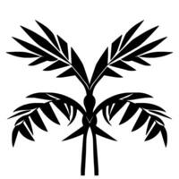 Bold Black and White Silhouette of a Symmetrical Palm Tree with Geometric Fronds Against White Background. vector