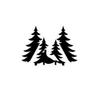 Minimalist silhouette of evergreen trees surrounding a birdlike creature, evoking a sense of peace and tranquility. vector