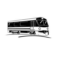 Modern Monochrome Train Illustration A Side View Depicting a Streamlined DieselElectric Locomotive on Tracks, Isolated on White. vector