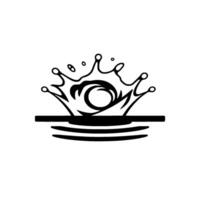 Monochrome Crown Water Splash with Circular Center, Symbolic of Regal Impact on Water Surface. vector