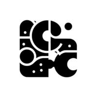 Abstract Black and White Geometric Composition of Curved Forms, Circles and Dotting, Creating a Dynamic and Harmonious Visual. vector