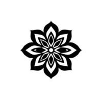 Symmetrical Black and White Flower with Gradient Detailing, centered on a white background. vector