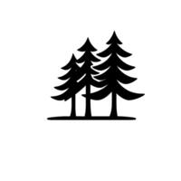 Minimalist Silhouette of Three Evergreen Trees in Black, Set Against a Clean White Backdrop, Ideal for Logos. vector