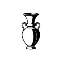 Elegant Monochrome Amphora Classic Ceramic Vase with Handles, Isolated on White Background, Minimalist , Decorative Object. vector