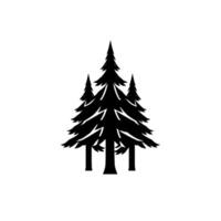 Silhouetted Cluster of Pine Trees on White Background Minimalist Black and White Forest Scene vector