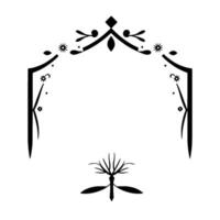 Elegant Black and White Ornamental Archway with Floral and Geometric Elements on a Clean White Background. vector