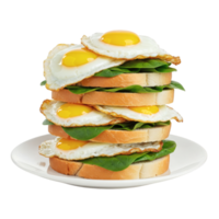 A stack of eggs and spinach on a plate png