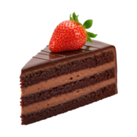 A slice of chocolate cake with a strawberry on top png