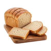 Sliced bread on a cutting board with a slice missing png