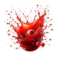 Red liquid splash isolated on white background photo