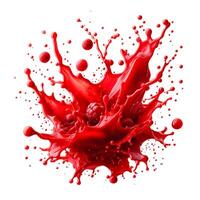 Red raspberry splash isolated on white background photo