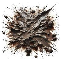 Wet mud, stains texture isolated on white, top view, photo