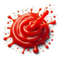 A red liquid splashing on a white background photo