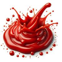 Red liquid splashing on white background photo