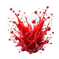 Red liquid splashing on white background photo