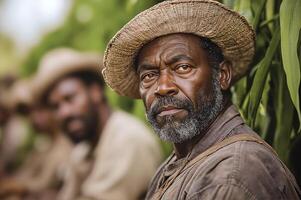 Portrait of a Resilient Farmer in Historical Setting Capturing Strength and Wisdom photo