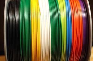 Vibrant Collection of Colorful 3D Printing Filament Spools Ready for Creative Projects photo
