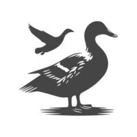 Elegant Duck and Flying Bird Silhouette vector