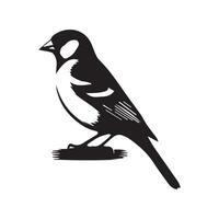 Charming Sparrow Silhouette in Black and White vector