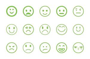 Emoji icon set green single stock line isolated illustration vector