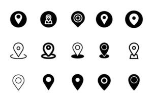Location icon set isolated illustration black and white vector