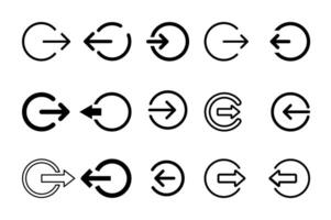 Log out icon set Stock line round circle isolated illustration vector