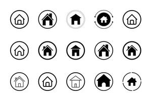 Home icon set stock line isolated illustration vector