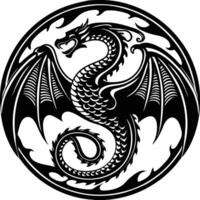 Dragon Art Illustration Shallotte with Circle Border vector