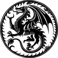 Dragon Art Illustration Shallotte Side View Dual Round circle vector