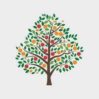 An apple tree with fruit on it vector