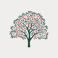 An apple tree with pink fruit on it vector