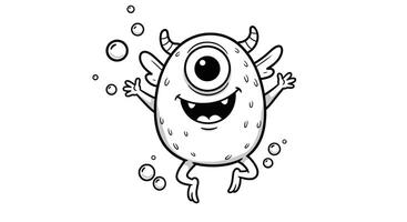 A cartoon monster with bubbles around it vector