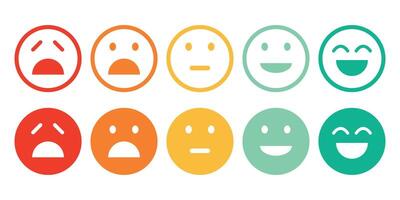 Set of Emoji Colored Flat Icons. Set Emoticons. Smile Rating Customer Experience. vector