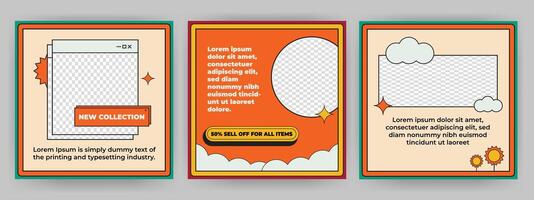 Unique Retro Editable Social Media banner template. Anyone can use this easy design promotion for social media. Modern elegant sales, discount promotions, Introducing new products, New Look vector