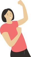 Excited Lady Character on White Background. vector