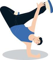 Breakdance Man Character in Flat Design. vector