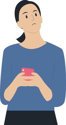 Confused Woman Character in Flat Design.