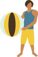 Illustration of Man Vacation at the Beach with Flat Design. vector