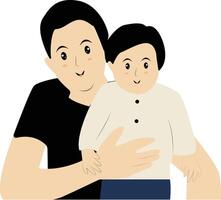 Father and Son Illustration in Flat Design. vector