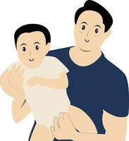 Happy Father with Son Illustration Isolated on White Background. vector