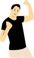 Excited and Cheerful Male Character in Flat Design vector