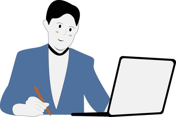 Businessman Illustration with Flat Design and Shape.