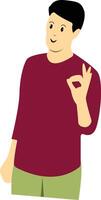 Excited and Cheerful Male Character Isolated on White Background vector