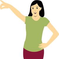 Excited and Cheerful Woman Character on White Background. vector