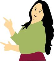 Excited and Cheerful Woman Character in Cartoon Design vector